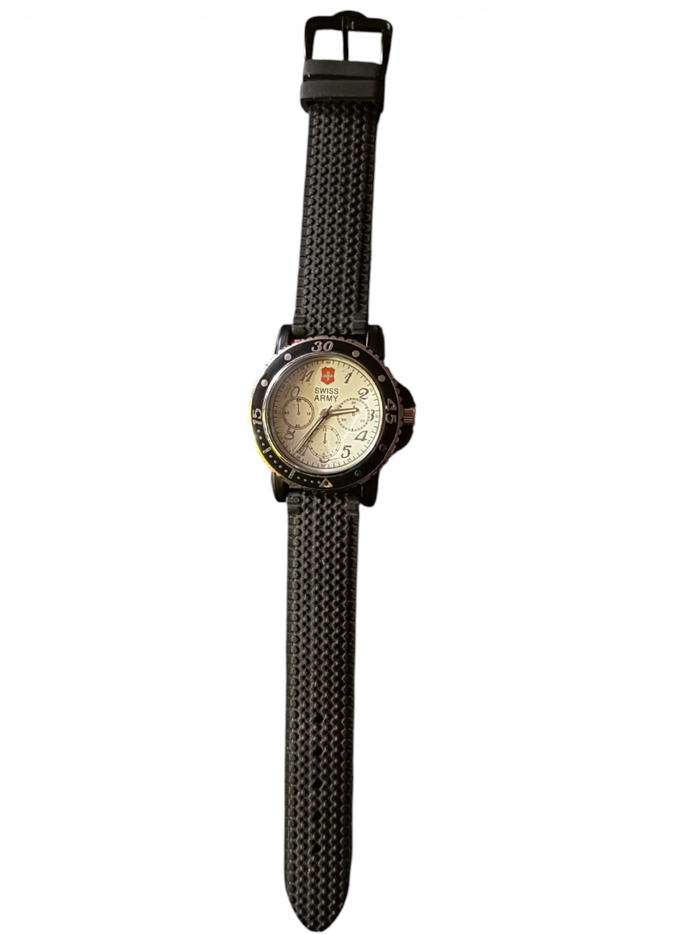 Mens Black Rubber Strap Watch
